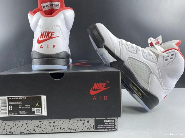 Chep Onekick Fire Jordan Tongue 5 Silver Retro DA1911-102 Red (2020) Air 0825